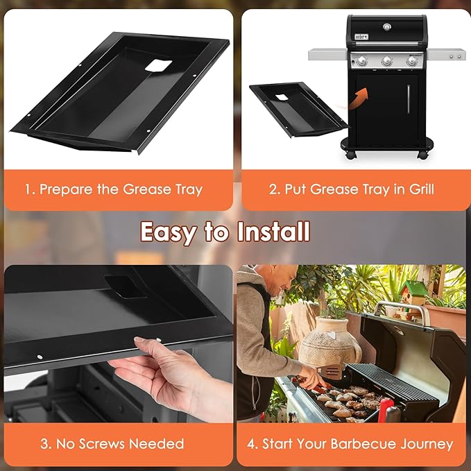 69804 Grease Tray for Weber Spirit 300 Series Grills, Drip Pan Tray for Weber Spirit E-310 (2013 and Newer), Spirit E-310 E-320 E-330 S-310 S-320 S-330, Grease Tray for Weber 69804 Parts