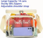 FlowFly Insulated Reusable Lunch Bag Adult Large Lunch Box for Women and Men with Adjustable Shoulder Strap,Front Zipper Pocket and Dual Large Mesh Side Pockets,Clear#Biege