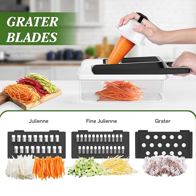 HomeHacks Vegetable Chopper Veggie Chopper, Kitchen Garaget Foot Slicer - White