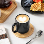 vancasso Stoneware Coffee Mugs Set, 12 oz Ceramic Coffee Cups for Latte Hot Tea Cappuccino Cocoa Milk Cups Set of 6, Dishwasher & Microwave Safe, Matte Black