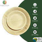 Palm Leaf Round Dinnerware Set Bulk | 10" (100 pack) & 7" (100 pack) Bamboo Like Plates | Natural & Disposable | Perfect for Events & Catering