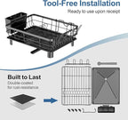GSlife 2 in Set of Dish Drying Rack and Sink Caddy - Dish Rack for Kitchen Counter with Slots, Utensil Holder, Cup Holder, Cutting Board Holder, Black