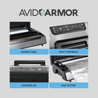 Avid Armor Vacuum Sealer Machine AVS2400, Professional Food Sealer with Roll Storage & Built-In Cutter, Compact Vacuum Sealer for Food Preservation