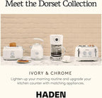 Haden Dorset 1.7 Liter Stainless Steel Electric Kettle, Hot Water Kettle with 360-Degree Base and Auto Shutoff, Ivory & Chrome