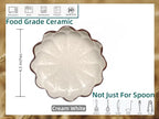 Ceramic Spoon Rest for Stove Top, Flower Cute Spoon Rest for Kitchen Counter, Cooking Spoon Holder for Kitchen Counter, Utensil Rest Spatula Rest Ladle Holder Tong Rest, 1 PC (Ice Cracks, Cream White)