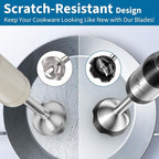 LINKChef 4 in 1 Immersion Blender Handheld, 800W with Titanium Steel Blades, 20 Speeds, Turbo Mode, Scratch-Resistant Stick Hand Blender with Whisk & Food Processor