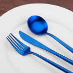 SHARECOOK Matte Blue Silverware, 20-Piece Stainless Steel Satin Finish Flatware Service for 4, Kitchen Utensil Set, Tableware Cutlery for Home and Restaurant