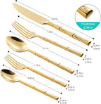 Silverware Set Gold Flatware Set Stainless Steel Bamboo Handle Cutlery Set Mirror Polished 60 Pieces for Home Kitchen Restaurant Hotel Wedding Housewarming Gift Service for 12