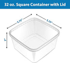 NYHI 40 Pack Square Clear Deli Containers with Lids Disposable BPA Free Square Plastic Food Storage Containers with Lids Airtight for Meal Prep Take Out Kitchen (32 oz)