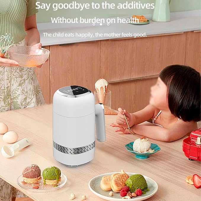 Smart Ice Cream Maker – 300ML Automatic Home Ice Cream Machine, Soft Serve & Frozen Yogurt Maker, Touch Control, Semiconductor Cooling, Overheat Protection