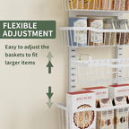 Over The Door Organizer，8-Tier Over The Door Pantry Organizer with Adjustable Baskets，Metal Hanging Pantry Organizers and Storage for Kitchen, Back of Door Seasoning Rack (White)
