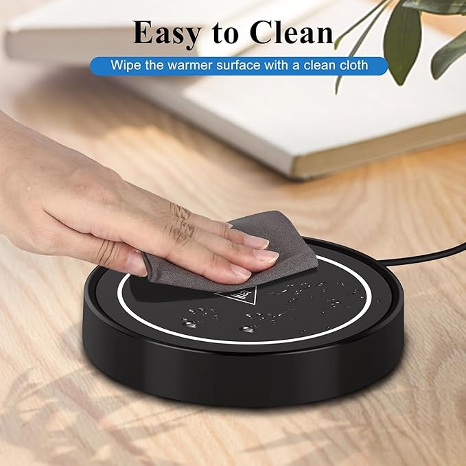 Coffee Warmer with Mug Set - Electric Beverage Cup Warmer for Desk Office Home Use, Candle Warmer Heating Plate with Gravity Switch Auto Shut Off (Up to 131F/55C), 12oz (Blue Set)