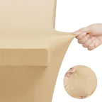 Utopia Kitchen 6FT Spandex Tablecloth [1 Pack, Champagne] 200 GSM Stretch, Fitted, Washable and Wrinkle Resistant Table Cloth Rectangle Cover for Trade Shows, Wedding, Parties [72Lx30Wx30H Inch]