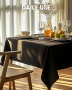 Pureegg Rectangle Table Cloth 60" x 84" – Durable Polyester Tablecloth Offers Reusable & Washable Protection, Ideal for Outdoor Party, Picnic, Wedding, Banquet and Birthday, 1 Pack, Black