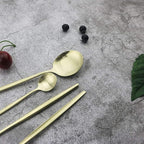 JASHII Flatware Silverware Set Stainless Steel Satin Finish Cutlery Set Service for 6, 30-Piece Spoons And Forks Kitchen Utensil Set, Dishwasher Safe (Matte Champagne gold)