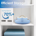 20pcs Ceramic Cookware Set Nonstick, Detachable Handle Pots and Pans Set, Non Toxic,No PFAS & PTFE & PFOA, Dishwasher/Oven Safe, RV Kitchen Set Removable Handle for Cooking, Blue