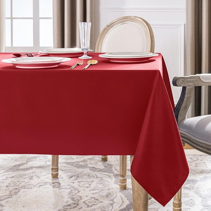 Softalker Rectangle Tablecloth, Waterproof & Stain Resistant Table Cloths Wrinkle Free Fabric Washable 210GSM Polyester Table Cover for Dining/Party/Outdoor - 54 x 78 inch,Red