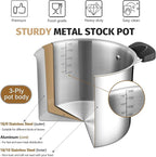 P&P CHEF Stainless Steel 3-Ply Sock Pot with Lid, Stockpot for Cooking Pasta & Stewing Soup, Fits Multi Stoves, Heat-proof Handle & Clear Lid, Heavy Duty & Dishwasher Safe, 12 Quarts