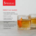 Spiegelau Perfect Serve Single Old Fashioned Glass Set of 4 - Lowball Cocktail Glasses, European-Made Crystal, Dishwasher Safe, Professional Quality Cocktail Glass Gift Set - 9.5 oz