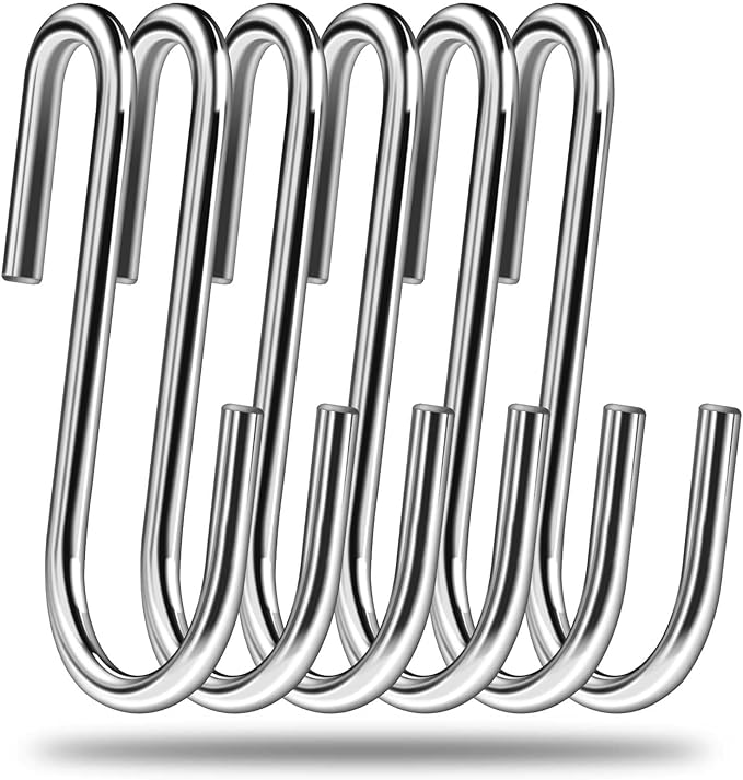 24 Pack 3 inch Heavy Duty S Hooks Pan Pot Holder Rack Hooks Hanging Hangers S Shaped Hooks for Kitchenware Pots Utensils Clothes Bags Towels Plants