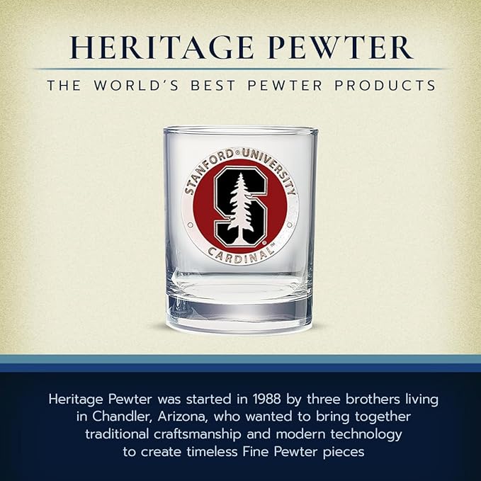 Heritage Pewter Stanford Double Old Fashion | Double Rocks Glass 14 OZ for Liquor | Expertly Crafted Pewter Glass