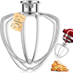 6-Wire Whip Attachment Fits KitchenAid Tilt-Head Stand Mixer Replace K45WW, Stainless Steel, Egg Heavy Cream Beater, Cakes Mayonnaise Whisk (All Stainless Steel)
