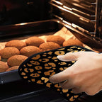 Black Gold Leopard Print Pot Holders Set of 2 Kitchen Heat Resistant Potholders for Microwave Cooking Baking Oven End Dishes and BBQ Gifts for Women