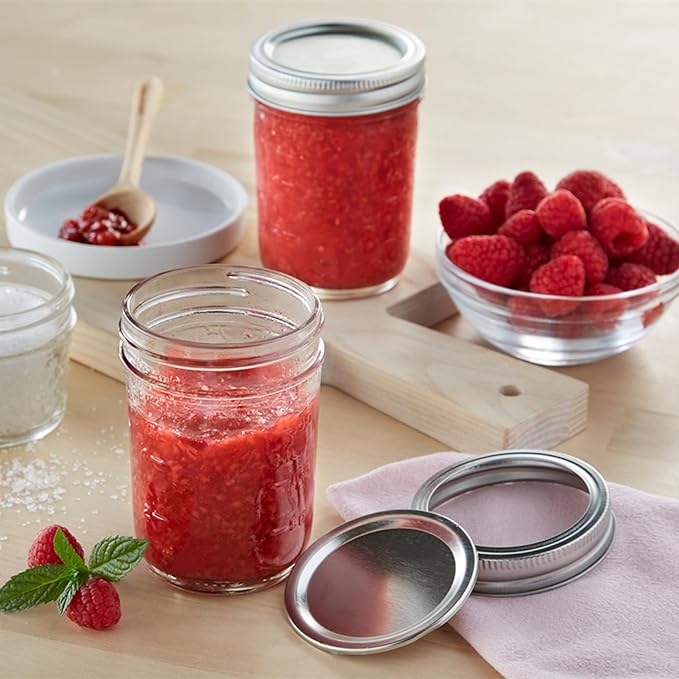 Mason Jar Lids and Rings 24Pcs Wide Mouth Canning Lids for Ball, Kerr Jars - Split-Type with Leak proof & Airtight Seal, Metal - Food Grade Material Silver/86 MM