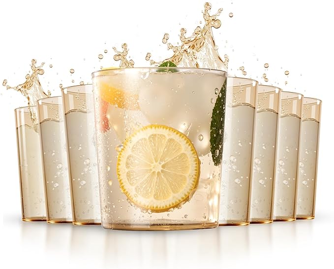 Liacere Plastic Drinking Glasses (Set of 12) 14 oz Brown Reusable Plastic Glasses Colors，Kitchen Water Glasses Cup, Bar Tumbler Glassware Set for Beer, Juice, Cocktail, Whiskey, Milk