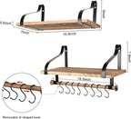 Gurfury Wooden Hanging Pot Rack with 8 Hooks - Farmhouse Style Wall Mount Multifunctional Cookware Organizer Rack Kitchen Storage for Pans Utensils (Natural)