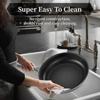 Innerwell Nonstick Ceramic Frying Pan Set,8inch&9.5inch&11inch Stainless Steel Frying Pan Skillet W/Glass Lid,Titanium Ceramic Omelet Pans,Kitchen Cooking Pan Set, Compatible W/All Cooktops