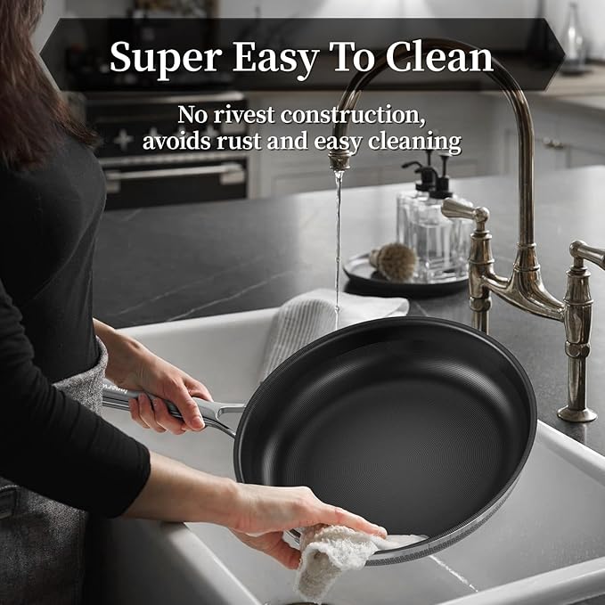 Innerwell Nonstick Ceramic Frying Pan Set,8inch&9.5inch&11inch Stainless Steel Frying Pan Skillet W/Glass Lid,Titanium Ceramic Omelet Pans,Kitchen Cooking Pan Set, Compatible W/All Cooktops