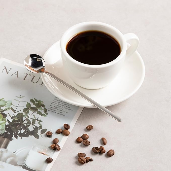 12 PCS Coffee Spoons, 18/8 Stainless Steel Espresso Spoons, 6.7 Inches Vogue Mini Tea Spoon, Cappuccino Stirring Small Spoon for Dessert, Ice Cream, Frosted Handle,Sweejar(Silver)