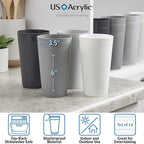 US Acrylic Newport 20 ounce Unbreakable Plastic Stackable Water Tumblers in Grey Stone | Set of 12 Drinking Cups | Reusable, BPA-free, Made in the USA, Top-rack Dishwasher and Microwave Safe