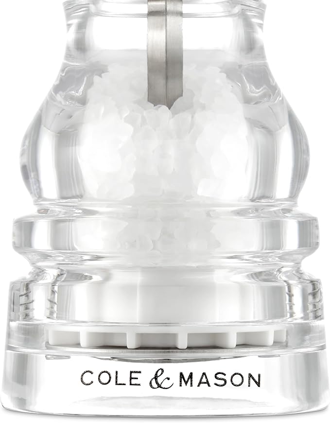 Cole & Mason London Refillable Spice Mill - Kitchen & Home Accessory - Table Salt Grinder - Salt Mill with Ceramic Mechanism - 5", Acrylic