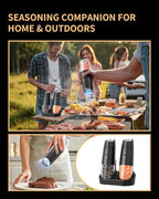 CIRCLE JOY Gravity Electric Salt and Pepper Grinder Set Automatic Shakers Upgraded Pepper Mill with Rechargeable Base, External Adjustable Coarseness, LED Light, Easy Refill for Kitchen & Outdoor