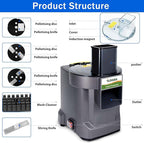 3 in 1 Commercial Vegetable Dicer Chopper,Multifunctional Food Processor, Electric Potato Cutter Automatic Onion Slicer& Shredder with 3 Blades