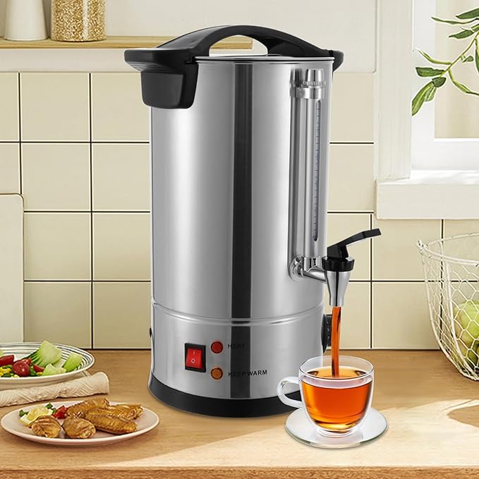 Coffee Urn, 50 Cup Coffee Percolator Commercial Coffee Maker, 8L Stainless Steel Coffee Maker Hot Water Beverage Dispenser Electric Coffee Urn For Catering, Wedding, Party