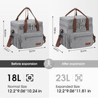Maelstrom 23L Insulated Lunch Box For Men Women,Expandable Double Deck Lunch Cooler Bag,Lightweight Leakproof Tote Bag With Side Tissue Pocket,Gray