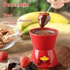 Nuogo 4 Pcs Fondue Pot Set Mini Melting Bowl Set with 16 Pcs Mini Forks for Cheese, Chocolate, Tapas, Butter and Caramel (Red)