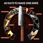 Huusk Japan Knife, 7 Inch Santoku Kitchen Knife, Professional Japanese Chefs Knife Hand Forged High Carbon Steel Sharp Chopping Knife, Ergonomic Rosewood Handle, for Meat, Fish, Gift for Dad