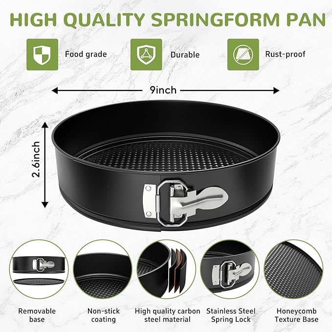 9 Inch Springform Pan with Removable Bottom, Non-stick Round Spring Form Cake Mold Cheesecake Pan For Baking