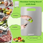 Titanium Cutting Board for Kitchen, Double Sided Food-Grade Stainless Steel Cutting Boards, Durable Rust Resistant & Dishwasher Safe, With Hook, (Size, 13.18" L x 9" W)