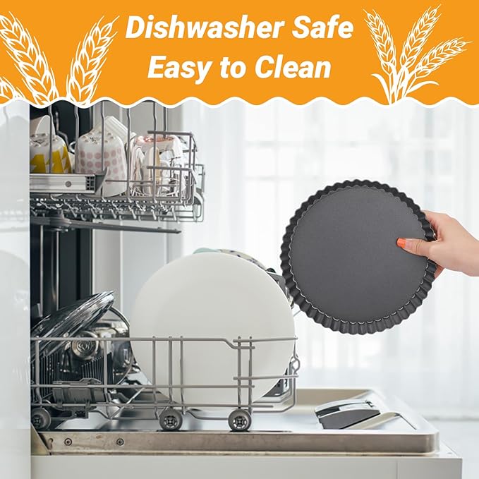 Beasea Tart Pan 8 Inch, 4pcs Mini Small Tart Pans with Removable Bottom Nonstick Carbon Steel Quiche Pie Pans for Oven Baking