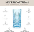 BELLAFORTE Shatterproof Tritan Tall Tumbler, Set of 4, 18oz - Myrtle Beach Drinking Glasses - Unbreakable Plastic Drinking Glasses for Gifting, Parties, New Year - BPA Free - Dishwasher Safe - Blue