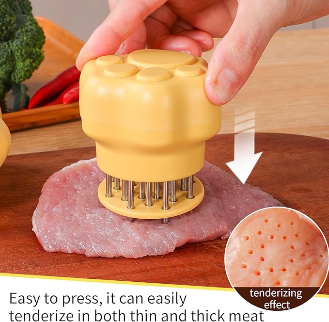 Meat Tenderizer Tool Stainless Steel Thickened Sharp Needle Makes Steak & Chicken Tender Easily, Heavy Duty Kitchen Cooking Gadget for Tenderizing Beef, Pork, Veal