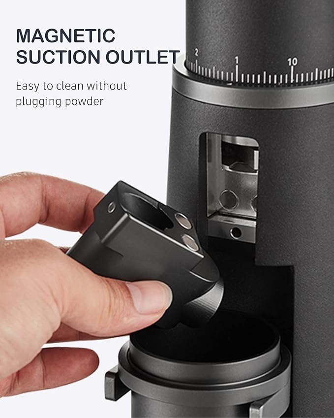 STARSEEKER EDGE Plasma Electric Coffee Grinder Aluminum Automatic Coffee Bean Grinder for French Press Drip Coffee and Espresso Removable Fineness Adjustment Magnetic Suction Port with Cup (Black)
