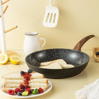 Pots and Pans Set Non Stick, Ceramic Cookware Set with Granite Pattern Kitchen Cooking Sets Induction Pot and Pan w/Frying Pans, Saucepans, Casserole, Non-Toxic, PTFE/PFOA/PFOS-Free, Black