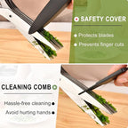 Herb scissors, Multipurpose Cutting Shears with 5 Blade Kitchen Salad Scissors, Safety Cover and Cleaning Comb for Chopping Cilantro Onion Basil Chive Parsley, Black