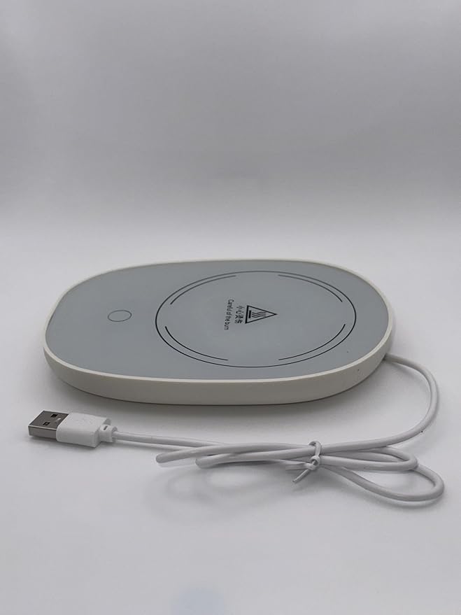 USB-Powered Mug Warmer with Coffee Meow Ceramic Mug Set